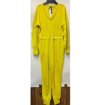 INC Earth Womens XS Meadowlark Yellow Cotton Long Sleeve Jogger Jumpsuit... - $44.09