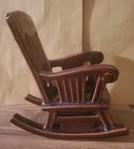 Vintage McCoy Rocking Chair Planter Brown Glaze Pottery Home Decor Marked USA - £33.33 GBP