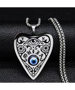 EVIL EYE NECKLACE Ouija Planchette Pendant Stainless Steel Goth Wicca Oc... - $11.95