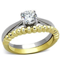 Two Tone Bridal Ring Set Gold Plated Stainless Steel TK316 - £12.78 GBP