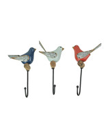 Red Blue White Wood Metal Bird Wall Hook Coat Hanger Towel Key Holder Se... - £32.94 GBP