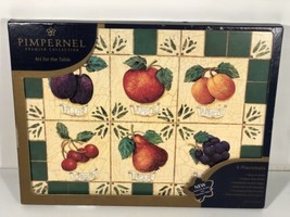 Pimpernel Premier Collection Cork Backed Placemats Set of 4 Fruit Medley Design - $59.39