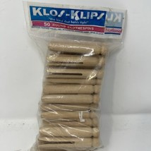 Vintage National Klos-Klips Wood Round Clothes Pins 50 Count Prop NEW Se... - £10.15 GBP
