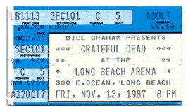 Grateful Dead Concert Ticket Stub Novembre 13 1987 de Long Plage Californie - £39.73 GBP