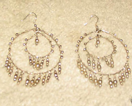 Vintage Costume Jewelry Goldtone Double Hoop Earrings - $4.75