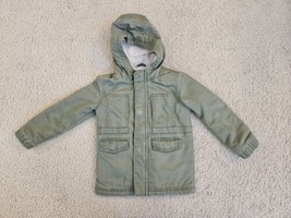 Cat &amp; Jack Toddler Boys Size 5T Army Green Lightweight Jacket Hooded Zip Up - $112.71 MXN