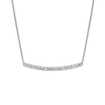 1.00 ctw Round Brilliant Moissanite 14K White Gold Plated Bar Pendant Necklace - £44.19 GBP