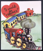 VTG c1950s A-Meri-Card I Could Be &quot;Trained&quot; Locomotive Valentine Greetin... - $12.19