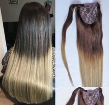 18inches 100% Human Hair, Wrap Around Ponytail Hair Extensions # T2-18/613 - $108.89