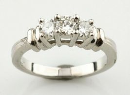 Platinum Three Stone Round Diamond Ring Size 3.75 TDW = 0.40 ct - $2,413.77