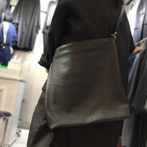 Natural Leather Casual Shoulder Bag Simple Soft Black Cowhide Handbags Laptop Wo - £92.24 GBP