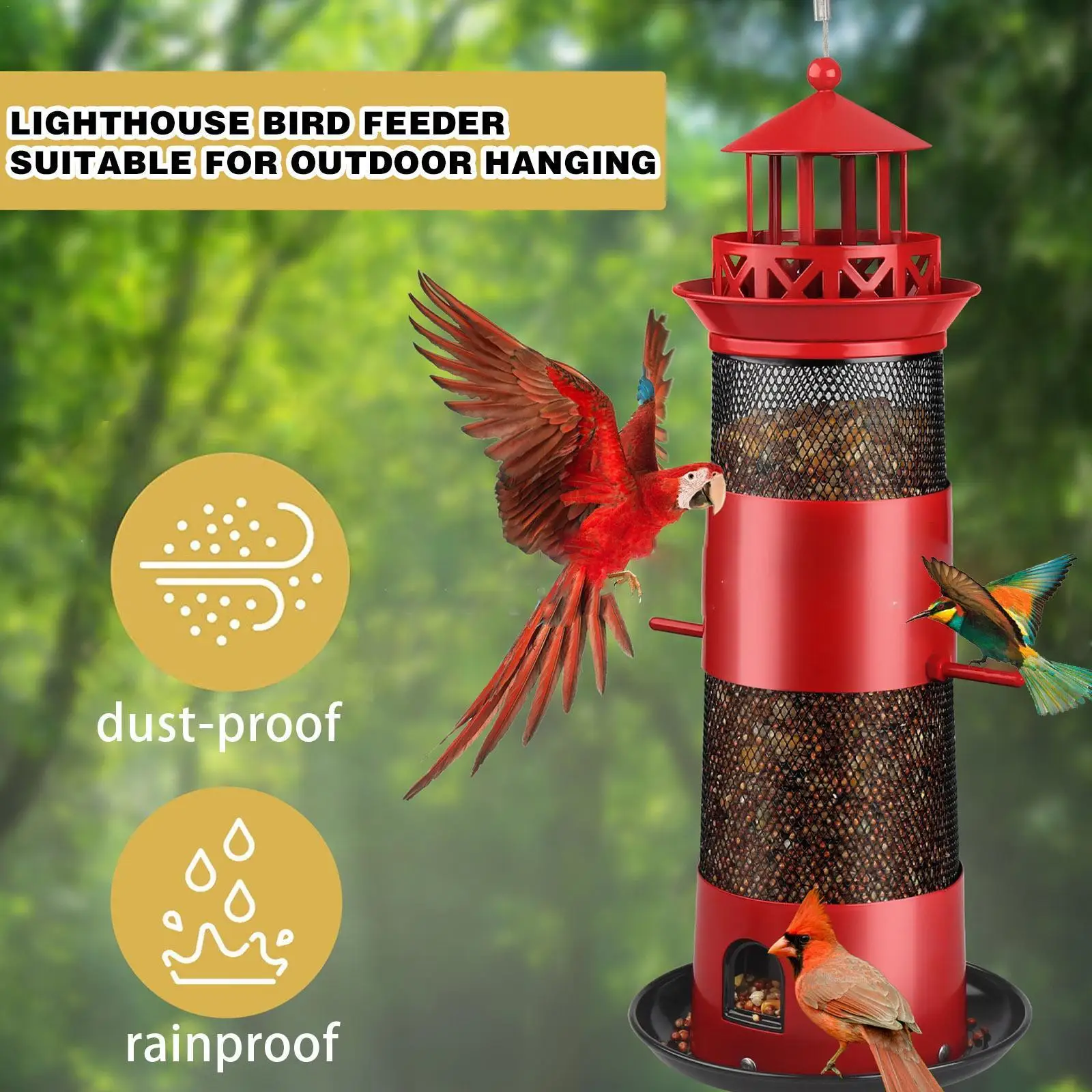 Light Tower Bird Feeder Waterproof Solar Light Wild Hanging   Tray For O... - £78.82 GBP