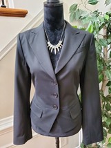 BCBG Maxazria Women Black Wool Single Breasted Button Fronts Blazer Size Medium - £30.26 GBP