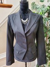 BCBG Maxazria Women Black Wool Single Breasted Button Fronts Blazer Size... - £29.75 GBP