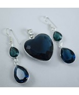 925 Sterling Silver London Blue Topaz Gems Handmade Necklace Earrings SE... - £30.86 GBP