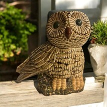 Vintage Mid Century 7” Ceramic Owl Figure Vase Planter Big Eyed HandPain... - $28.05 CAD