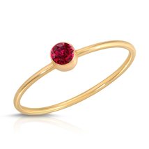 14K Solid Gold Ring With Natural Round Shape Bezel Set Ruby - £184.40 GBP