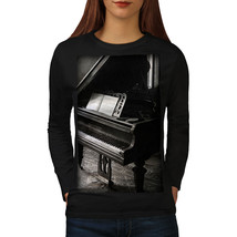 Piano Photo Old Vintage Tee Music Instrument Women Long Sleeve T-shirt - $14.99