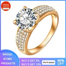 Allergy Free Pure Yellow GolTibetan Silver Rings Solitaire 2ct 5A Cubic Zircon R - £11.30 GBP