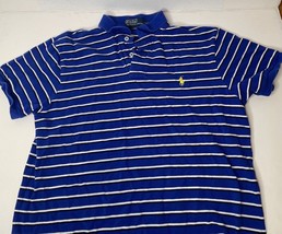 Polo Ralph Lauren 100% Cotton Blue White Striped Custom Fit Shirt Mens L... - £19.97 GBP