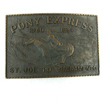 Vintage 1970s Pony Express Belt Buckle St Joe Sacramento US Mail Western... - £15.70 GBP