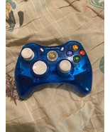 Rock Candy Xbox 360 Wired Controller Blue Transparent Missing Wire Untested - $148.51 MXN