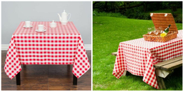 60x102 in. Rect Polyester Tablecloth Gingham Checkered - Red &amp; White - P01 - £36.02 GBP