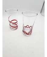 Vtg Shot Glasses Clear Glass Red Swirl Blown Glass Beautiful Elegant Set... - $368.65 MXN