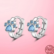  silver blue cz animal footprint hoop earrings for women dolphin silver earring fashion thumb200