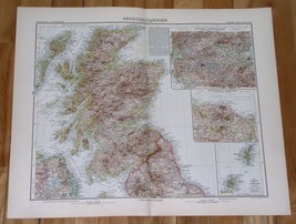 1908 LARGE ANTIQUE MAP OF SCOTLAND ORKNEYS HEBRIDES HIGHLAND ARGYLE SKYE - $27.96