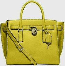  Michael Kors Large Hamilton Traveler Green Apple Leather Gold Tote Bagnwt! - £199.58 GBP