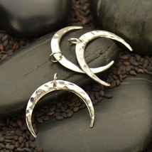 Sterling Silver Hammered Crescent Moon Pendant 21x24mm - $17.88