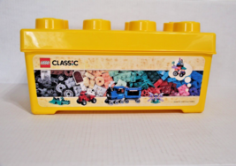 LEGO Storage Box Bin Container Yellow w Label 14x7x7 8 Stud Plastic Bric... - £11.93 GBP