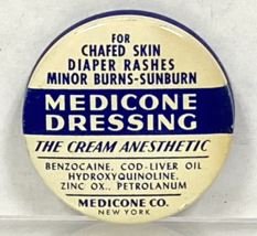Vintage Blue White Medicone Dressing Anesthetic Cream Advertising Round Tin - $9.41