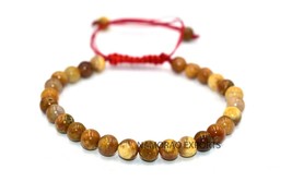Natural Fossil Coral 6x6 mm Beads Thread Bracelet ATB-20 - £7.30 GBP