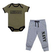 Official US Navy Licensed Baby Jogger Set - Infant Bodysuit and Pants - £29.97 GBP