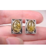 (PE40-P) oval Yellow Baltic Amber + .925 Sterling SILVER rectangle stud ... - $61.64 CAD