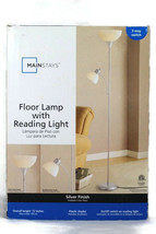 Mainstays Floor Lamp with Reading Light 3 Way Switch Silver Finish 72&quot; - £34.02 GBP