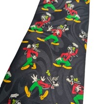 Black Goofy Mickey Mouse Unlimited Silk Men’s Neck Tie 60” Vintage - £6.94 GBP