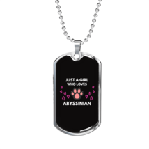 Abyssinian Cat Necklace Stainless Steel or 18k Gold Dog Tag 24&quot; Chain - £38.02 GBP+