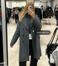 Zara Bnwt 2023. Grey Wool Coat Double Breasted. 5854/224 - £131.02 GBP