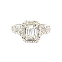 Aamiaa 0.66 Carat Natural Diamond Emerald Cut Double Halo Engagement Ring - - $25,346.83 MXN