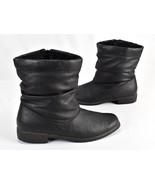 Womens Black Leather Zip Up Winter Fur Lined Ankle Boots 8.5M HABAND - $67.63 CAD