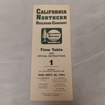 California Northern Railroad Employee Timetable No 1 1993 - $18.95