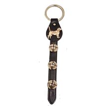 Beagle Dog Charm Black Leather Sleigh Bell Door Hanger Made in USA Belsn... - $42.98