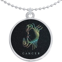 Cancer Zodiac Stars Round Pendant Necklace Beautiful Fashion Jewelry - $10.77