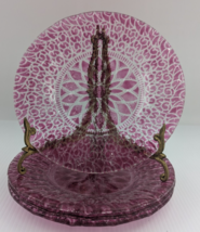 Sydenstricker Embassy Fused Glass Ruffled Lace Cranberry Luncheon Plate Set Of 4 image 2