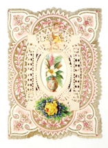 Antique Victorian Die Cut Paper Lace Valentine Card Embossed *6 - £22.26 GBP