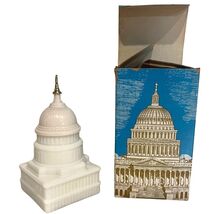 Vintage Avon US Capitol Building Cologne Bottle Decanter w Box White Gla... - $9.45