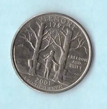 2001 D Vermont State Washington Quarter - circulated moderate wear - £0.97 GBP